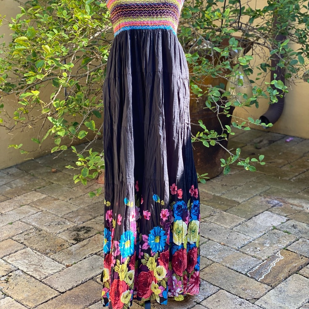 Maxi Beautiful Multi Color Dress. Size Small. Accented with multiple color beads